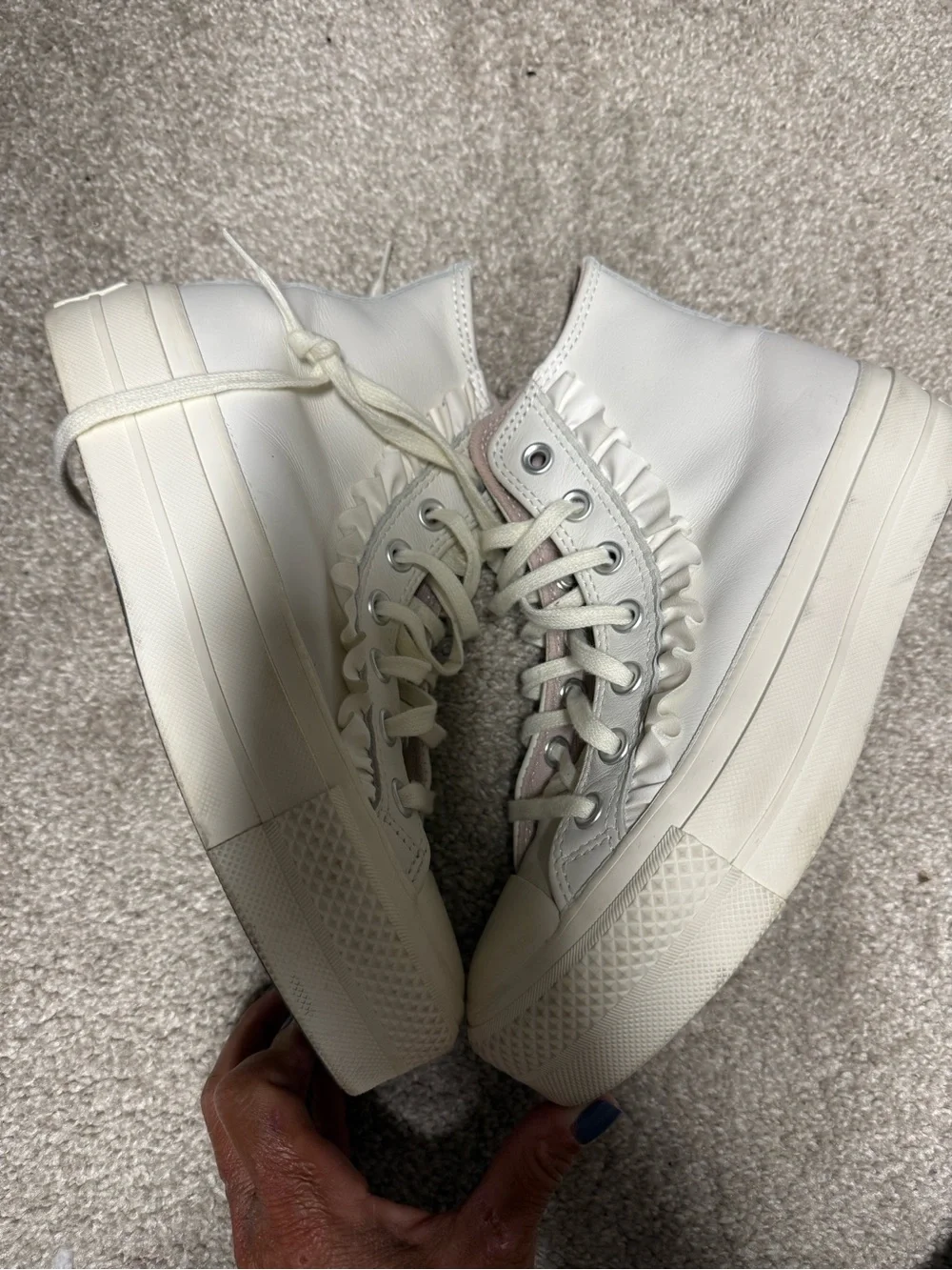 Converse Lift White High-Top Sneakers with Ruffles
